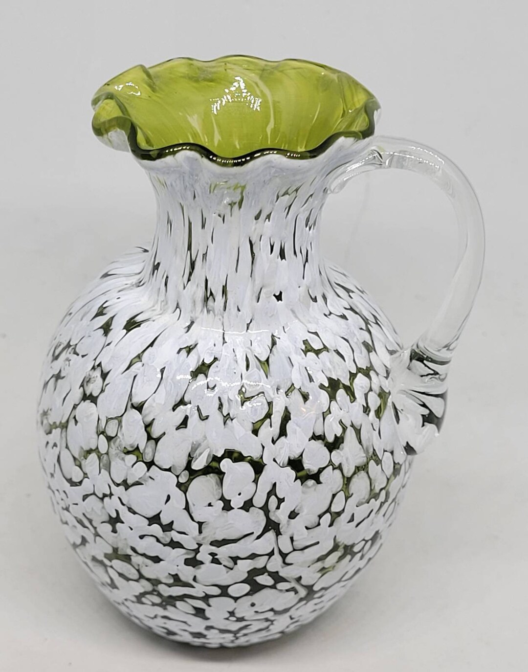 Vintage Hand-blown Amish Splatter Glass Lime Green Collectible Vase ...