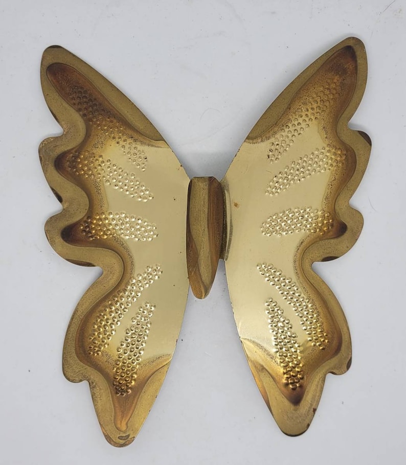Vintage Set of 2 Homco Brass Butterfly Wall Hangings, Wall Decor, Wall