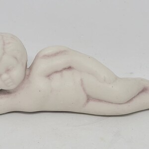 Vintage porcelain side laying angel cherub child, cherubs, cherub angel, angels, cherub, purple accent cherub angel, home decor, figurines