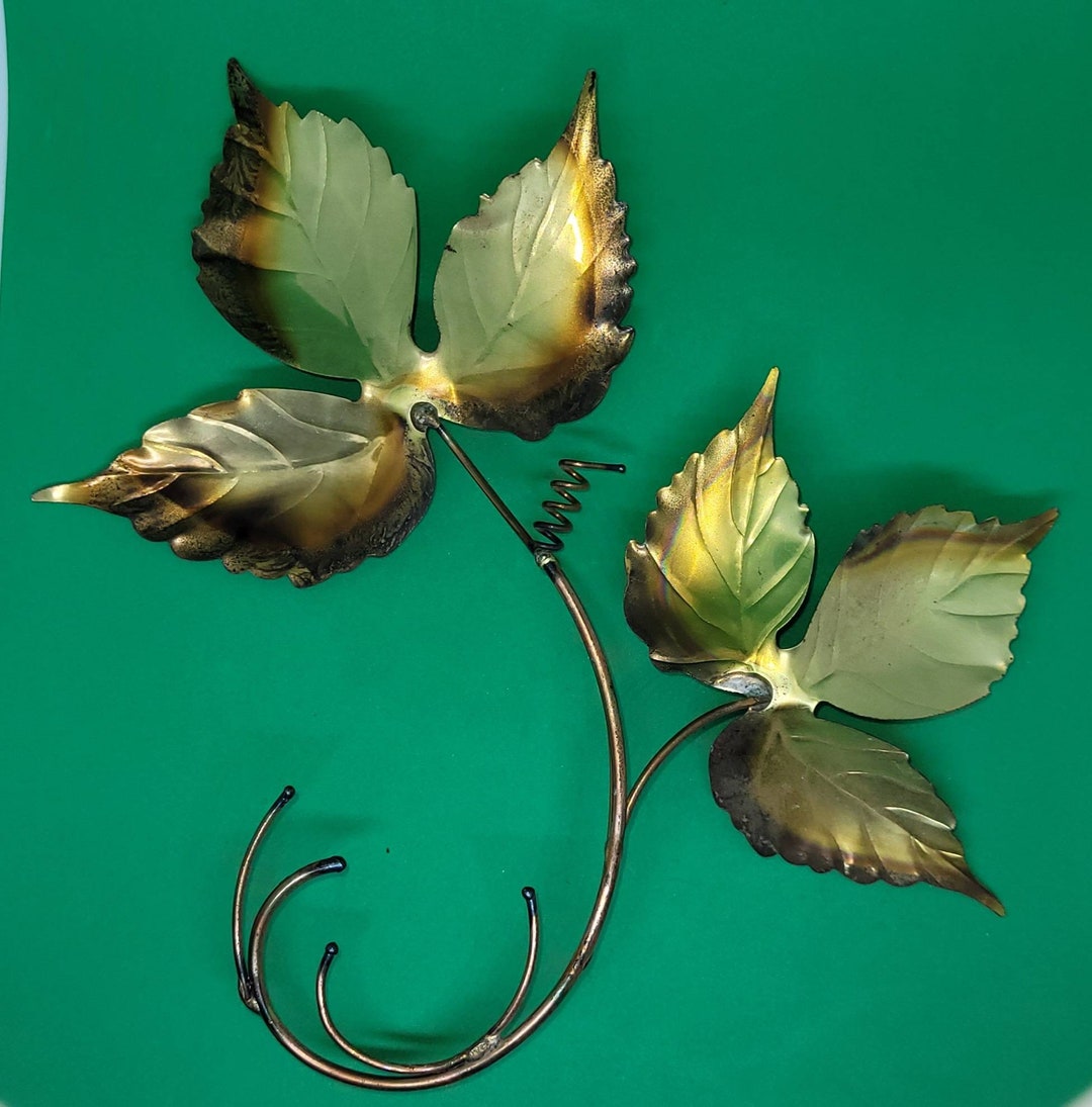 Vintage, Wall Decor, Brass, Leaf Leaves, Leaf Wall Hanging, Brass Wall