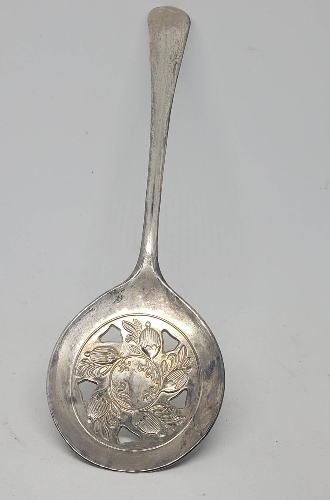 Vintage Silver Plated Leonard Italy Slotted Serving Spoon, Dining