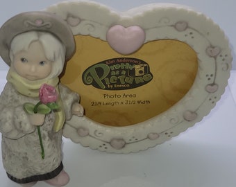 Vintage Kim Anderson Bisque Porcelain Table Top Heart Picture Frame
