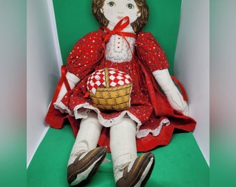 Vintage Handmade Little Red Riding Hood & Her Basket