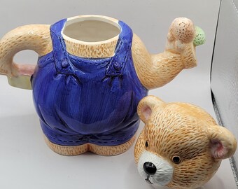 Vintage 1980's Teddy Bear Holding Ice Cream Decorative Tea Pot - Etsy
