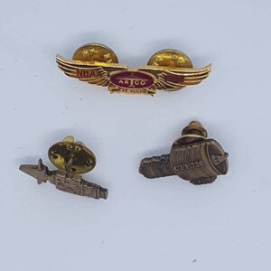 Vintage flight pins, lapel pins, planes, flight training, NBAA, hat pins, vintage tie pins, flight pins, vintage lapel flight pins, ARCO fly