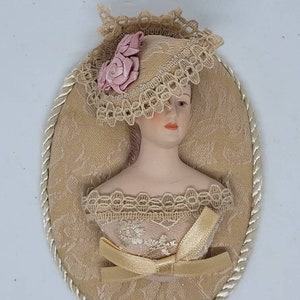 Vintage R.O.C. Taiwan plaque ornament victorian bisque porcelain lady bust, ornaments, wall plaque, victorian lady, shabby chic, home decor