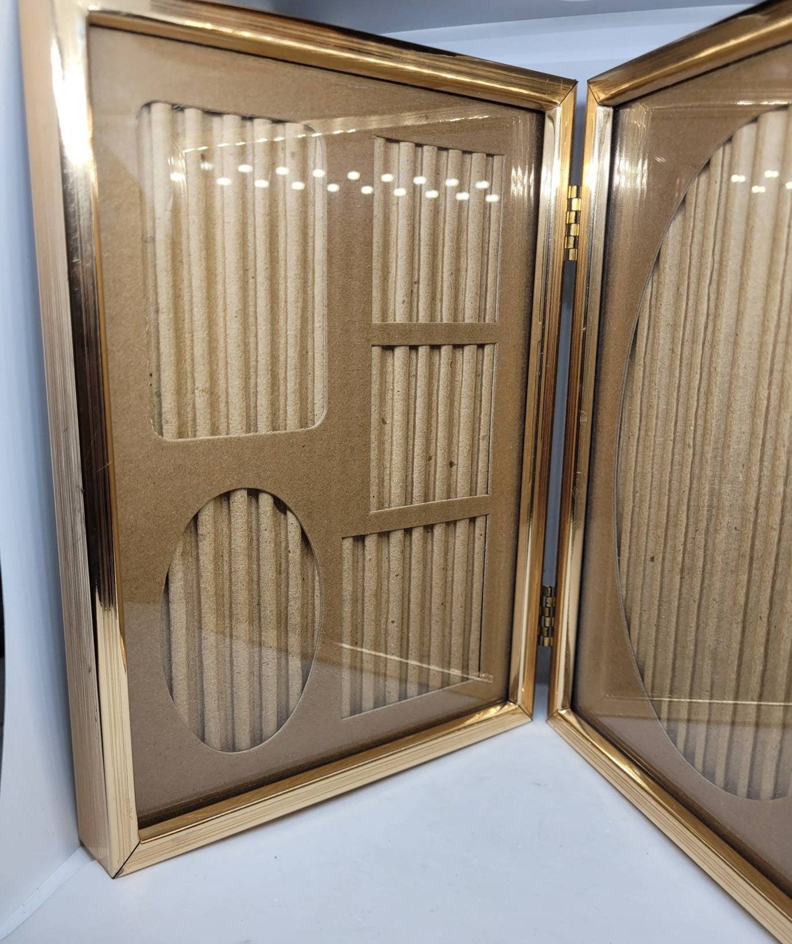 Vintage Gold Metal Collage Bifold Table Top Picture Frame, Vintage ...