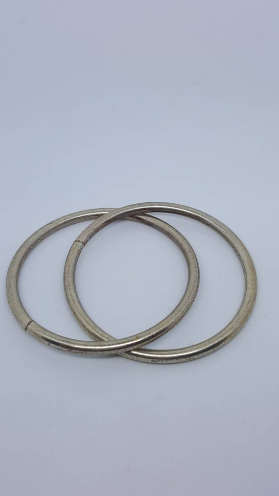 Vintage 2 pc Silver Metal Bangle Bracelets - image 2