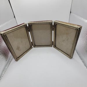 Vintage Goldtone Tri-fold Metal Picture Frame