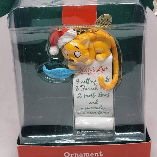 Vintage Hallmark Shoebox greetings kitty's list Christmas ornament, ornaments, Christmas, ornament, kitty, kittens, cat, cats, cat lovers