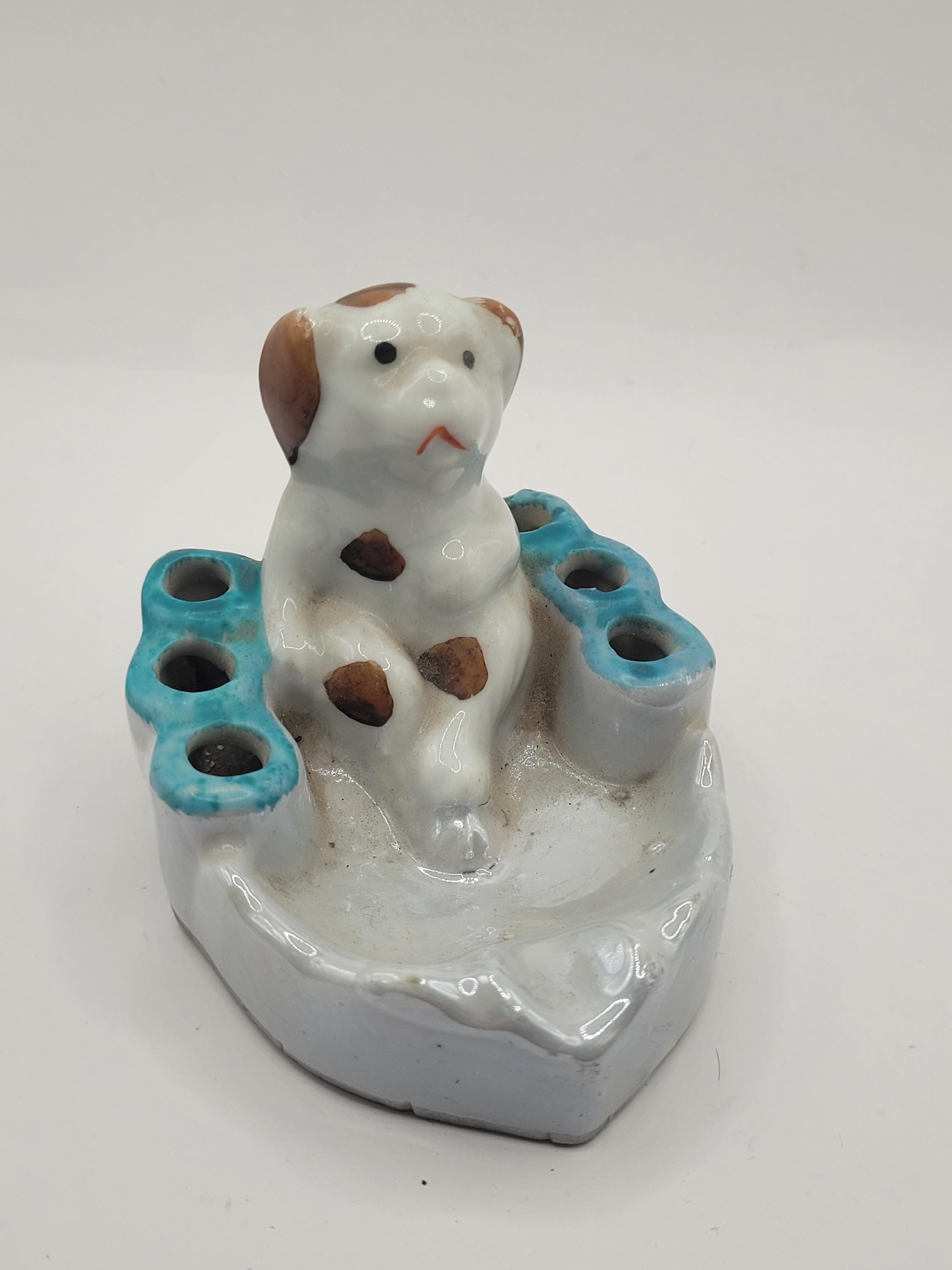 Vintage Japan Ceramic Handpainted Tobacciana Dog Ashtray Six
