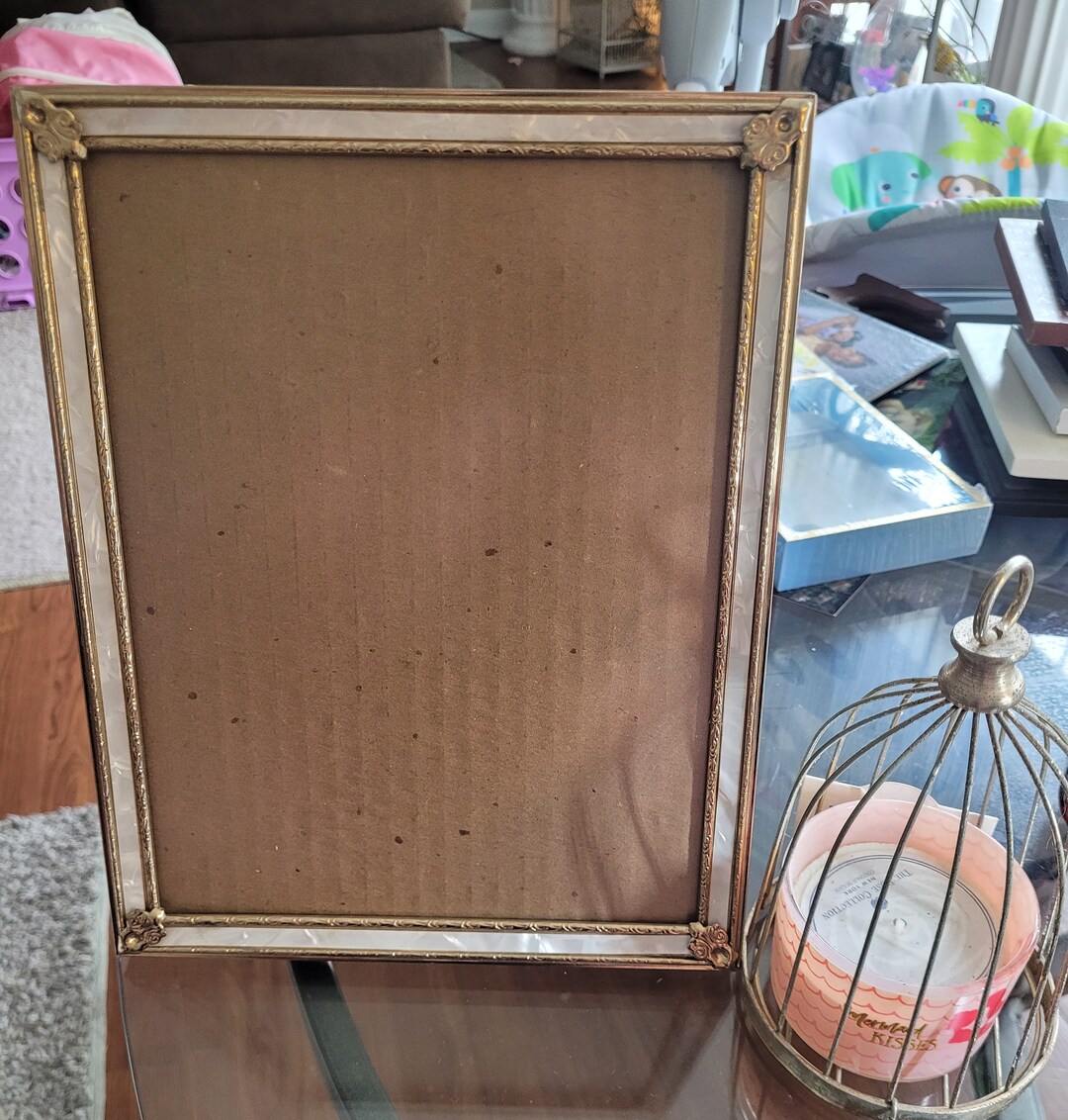 Antique Metal & Faux Mother of Pearl 8x10 Picture Frame Etsy
