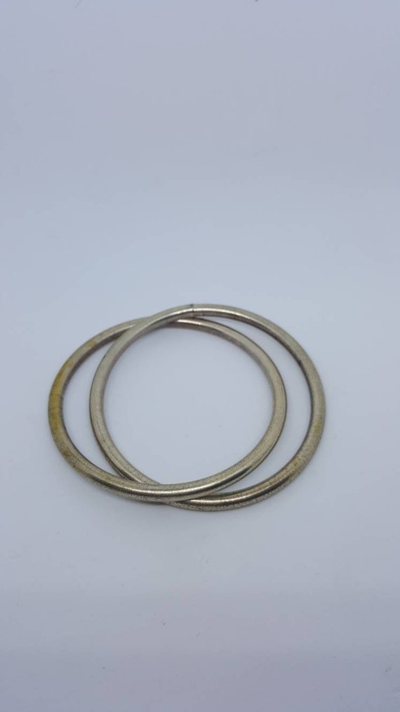 Vintage 2 pc Silver Metal Bangle Bracelets - image 1