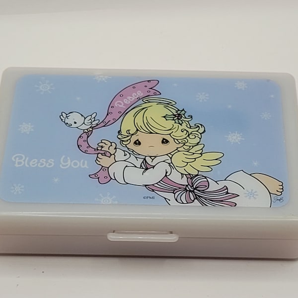 Vintage 1980's Precious Moments Bless You Travel Purse Kleenex Holder with Mirror