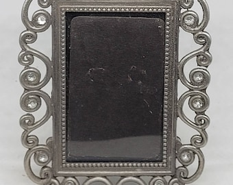 Vintage 2x2.5 inch metal rhinestone picture frame, desk frame, small photo frames, frames, frame, shabby chic, home decor, ornate frame, pic