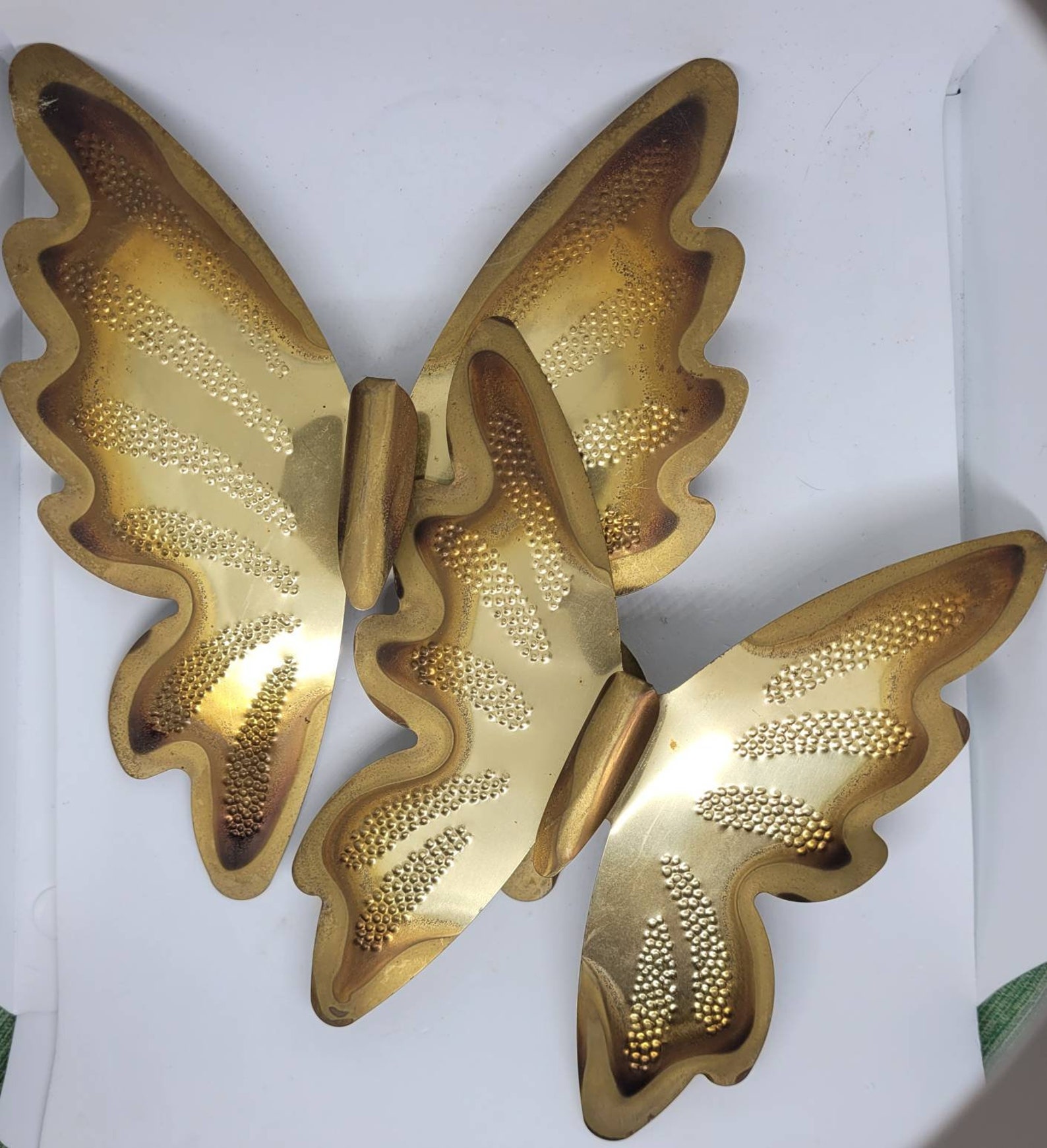 Vintage Set of 2 Homco Brass Butterfly Wall Hangings, Wall Decor, Wall