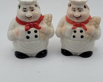 Vintage Porcelain Chefs Salt and Pepper Shaker Set