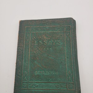 Antique Leather Mini Library Emersons Essays Literature mini book