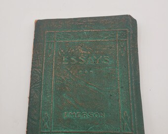 Antique Leather Mini Library Emersons Essays Literature mini book