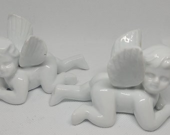 Vintage Set of Porcelain Laying Cherubs