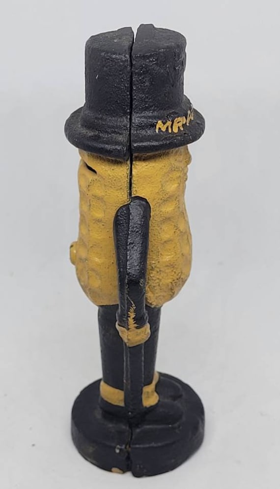 Antique 1960s Cast Metal Mr Peanut Collectible Bank, Natural 