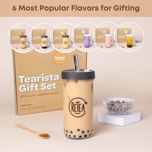 Trousse de thé aux perles RETEA avec tasse réutilisable | Ensemble cadeau complet des Fêtes | Tous les ingrédients pour créer des souvenirs Tas-Tea avec vos proches