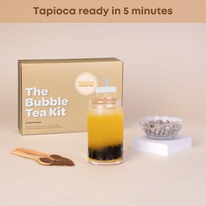 Mango Fruit Tea Bubble Tea Kit (No Reusable Cup) | 5 Servings | Be your own barista and make green tea based fruit drinks in 5 minutes