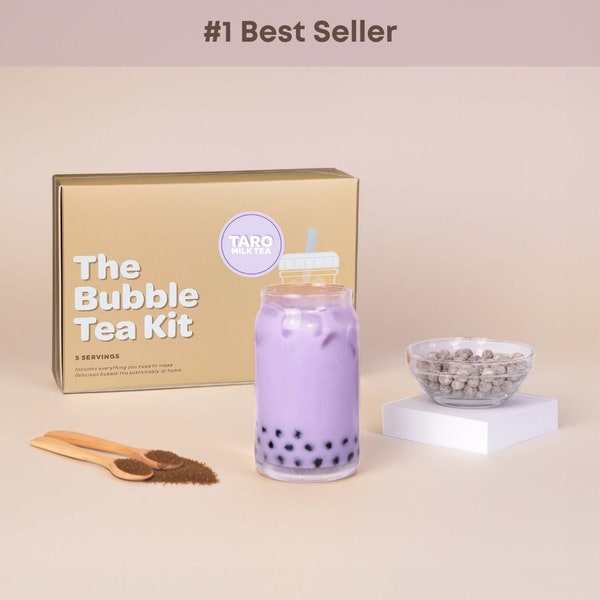 Taro Milk Tea Bubble Tea Kit (no reusable cup) | 5 Servings | Creamy taro powder to make the most festive drinks this holiday season