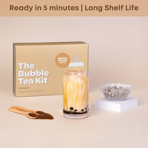 Brown Sugar Milk Tea Bubble Tea Kit (No Reusable Cup) | 5 Servings | Host your own brown sugar bubble tea party at home this holiday season