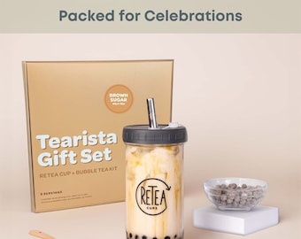 Brown Sugar Milk Tea Bubble Tea Gift Set | Celebrate a new chapter in life with this complete gift kit | 5 Servings with Reusable Cup
