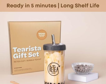 Brown Sugar Milk Tea Bubble Tea Gift Set With Reusable Cup | 5 Servings | Gift classy this season with our signature brown sugar flavor