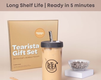 Original Milk Tea Bubble Tea Gift Set With Reusable Cup | 5 Servings | Quick classic milk tea with an organic assam black tea base