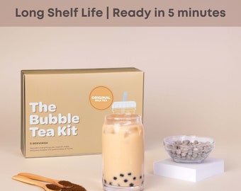 Original Milk Tea Bubble Tea Kit (no reusable cup) | 5 Servings | Make your favorite lactose free milk tea in 15 minutes