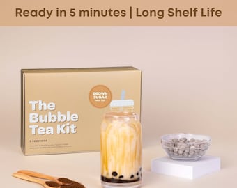 Brown Sugar Milk Tea Bubble Tea Kit (No Reusable Cup) | 5 Servings | Host your own brown sugar bubble tea party at home this holiday season