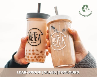 Reusable Bubble Tea Cup | 700 ml | Take your GLASS leak-proof bubble tea tumbler on the go or use it in your favorite local stores