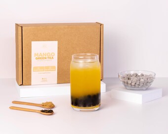 Festive Mango Fruit Tea Bubble Tea Kit for Holiday Gifting | Spread the Joy of Being Your Own Barista | Perfect Christmas Gift | 5 Servings