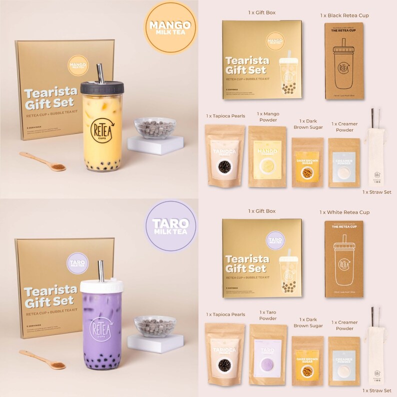 RETEA Bubble Tea Kit With Reusable Cup Complete holiday gift set All the ingredients to create Tas-Tea memories with your loved ones image 3