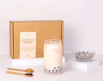 Jasmine Milk Tea Bubble Tea Kit (no reusable cup) | 5 Servings | Easy classic green tea bubble tea on the go