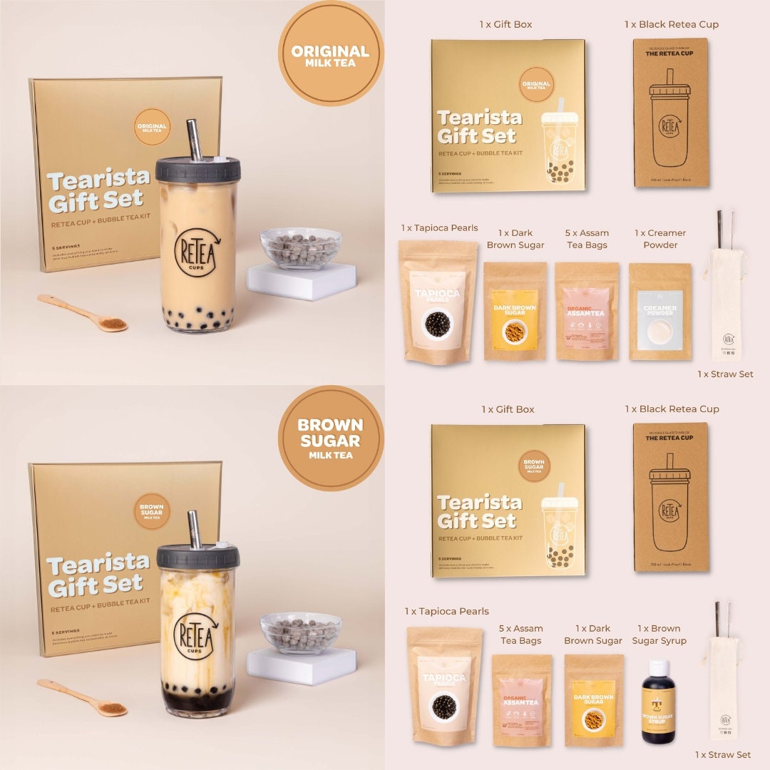 RETEA Bubble Tea Kit With Reusable Cup Complete Holiday Gift Set