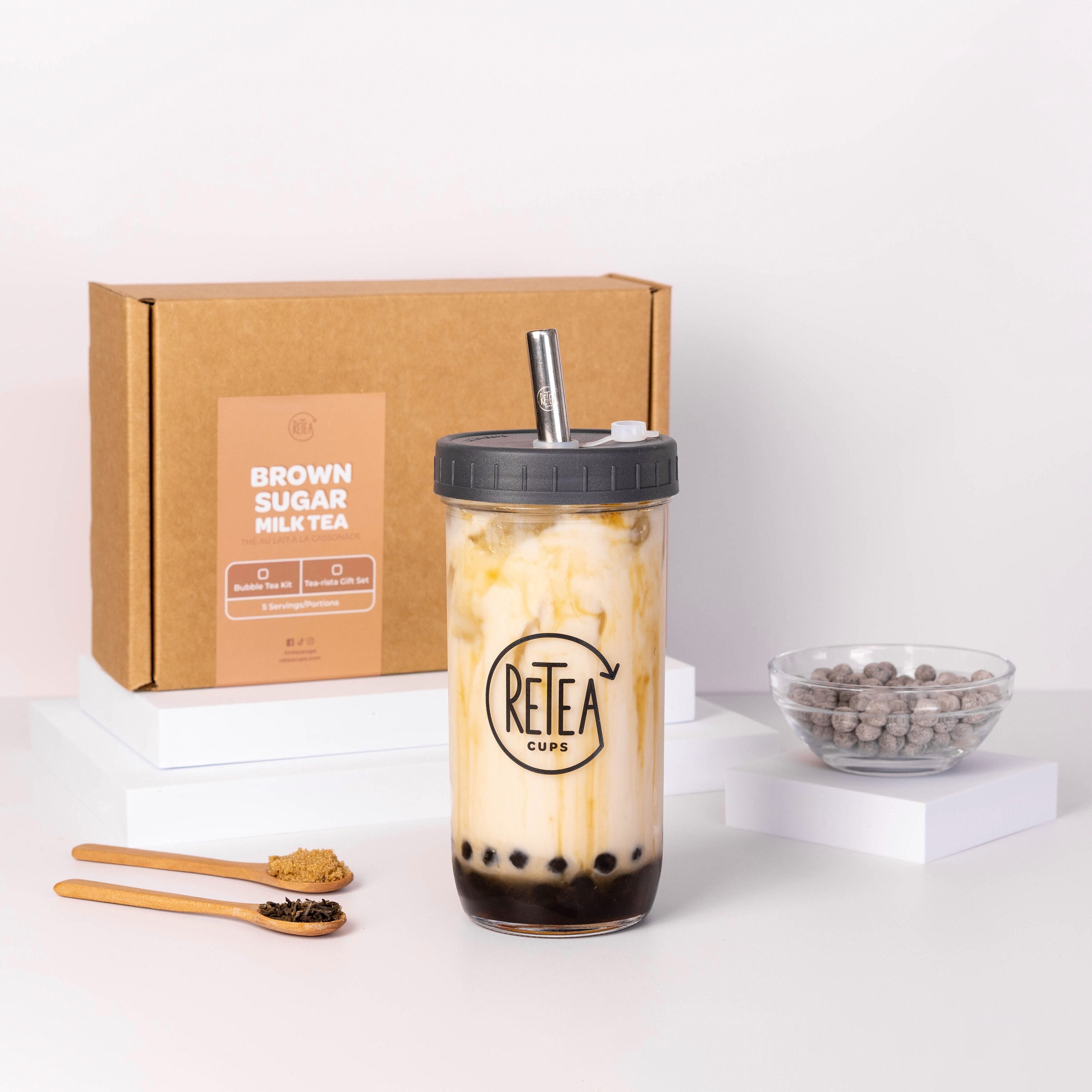 Brown Sugar Boba Tea Kit Gift Set (2 Pack)