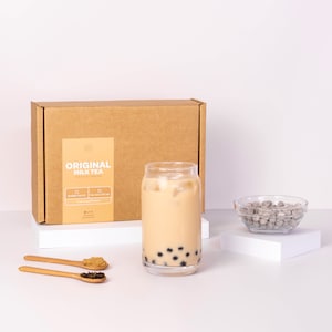 DIY Original Milk Tea Bubble Tea Kit (No Reusable Cup) — 5 Servings, Gift Set, Stainless Steel Straws, Eco-Friendly