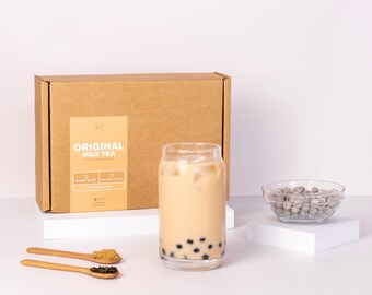 DIY Original Milk Tea Bubble Tea Kit (No Reusable Cup) — 5 Servings, Gift Set, Stainless Steel Straws, Eco-Friendly