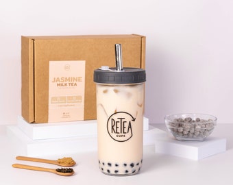 Jasmine Milk Tea Bubble Tea Gift Set With Reusable Cup | 5 Servings | Your classic milk tea with an organic jasmine green tea base