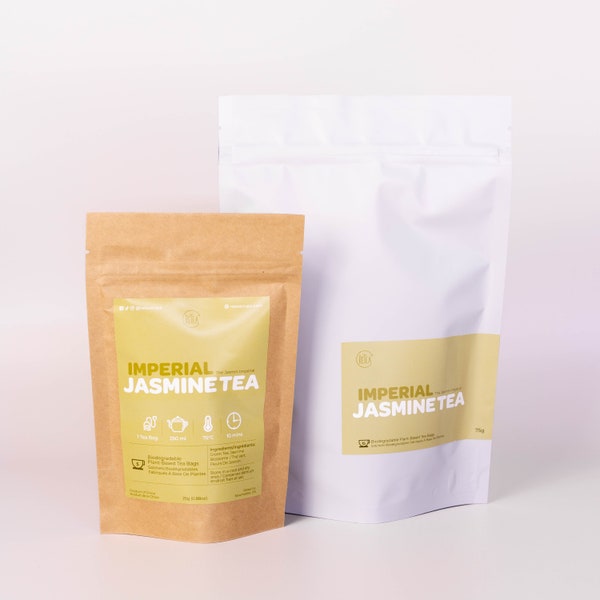 Imperial Jasmine Green Tea Bags | 5 or 10 Servings | Ethically sourced and plant-based biodegradable tea bags