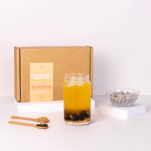 Passion Fruit Tea Bubble Tea Kit (No Reusable Cup) | 5 Servings | Authentic passion fruit syrup with locally sourced jasmine green tea base