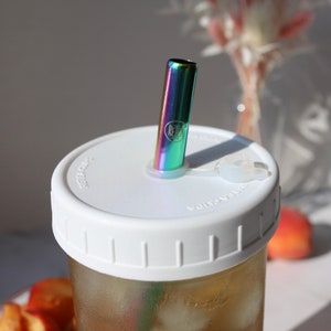 Leak-Proof Plastic Matte Lids | Wide Mouth Jar Lid With 13mm Hole | Take your bubble tea cup to go adventures without spilling with this lid