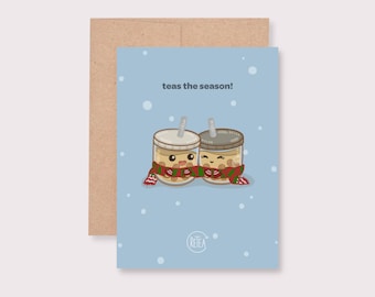 Bubble Tea Holiday Greeting Card | Perfect Gift for Bubble Tea Lover