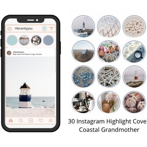 Coastal Grandmother Aesthetic Instagram highlight icon Covers, Set of 30 Instagram Highlight Covers, story highlight, coastal beachy theme