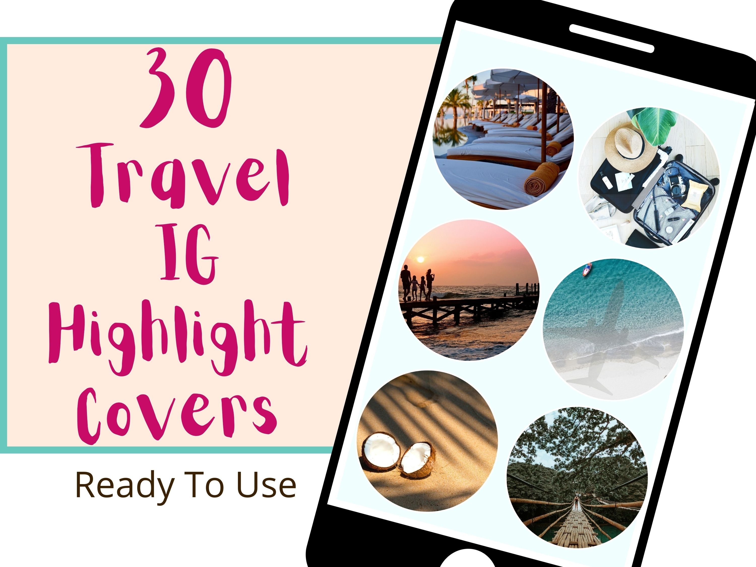 30 Instagram Story Highlight Icons, Tropical Travel Instagram Highlight ...