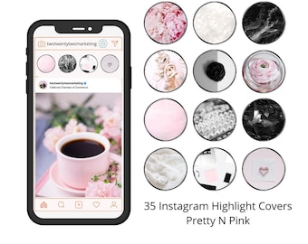 35 Pretty N Pink story highlight icons, Instagram Highlight Covers, girly feminine instagram highlight icons